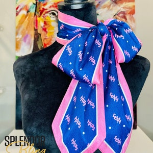 Jack and Jill of America Dark Blue/Pink Tie Scarf/Stole