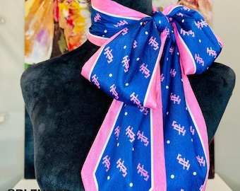 Jack and Jill of America Dark Blue/Pink JJ Logo SATINY Tie Scarf/Stole