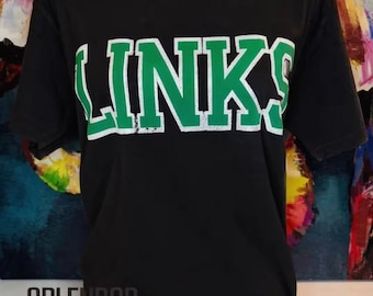 LINKS Black/Green/Silver Glitter Trim t-shirt - The Links, Incorporated