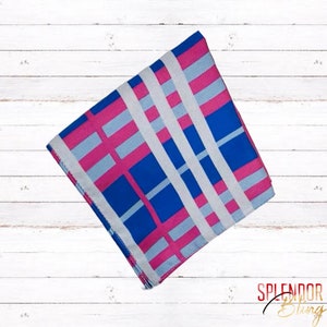 Jack and Jill of America boys or mens royal blue/magenta plaid pocket squares