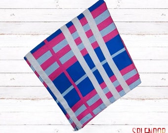 Jack and Jill of America boys or mens royal blue/hot pink plaid pocket squares