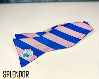 Jack and Jill of America blue/muted pink bow tie (self tie)