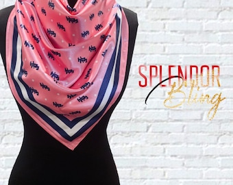 Jack and Jill of America Oversized Pink Satin JJ Square Scarf