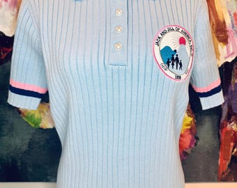 JJOA Light Blue Short Sleeve Sweater