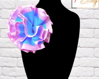 JJOA Pink and Blue Ruffle Satin Flower Brooch - Jack and Jill of America