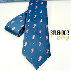Jack and Jill of America navy/pink classic tie (see also bow tie or coordinating ladies scarf)