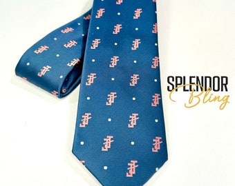 Jack and Jill of America navy/pink classic tie (see also bow tie or coordinating ladies scarf)