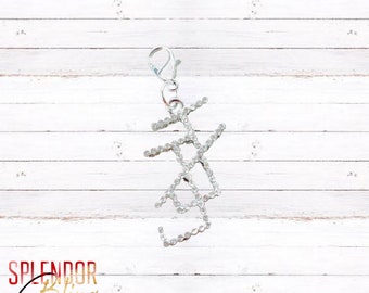 Rhinestone Interlocking JJ Charm for Bracelet, Necklace, or Keychain