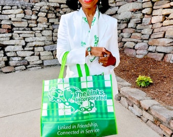 LINKS Plaid Nonwoven Reusable Shopping Tote Bag