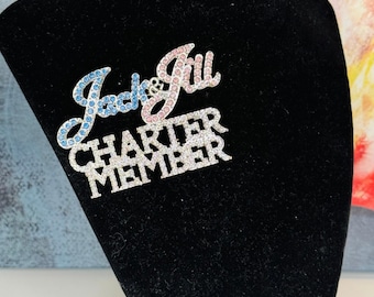OVERSIZED Jack and Jill of America CHARTER MEMBER Rhinestone Brooch Pin