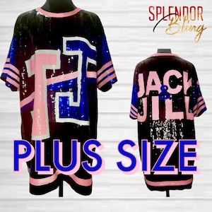 OSFM Plus Size Light Pink / Royal Sequin Jersey - Size XL-3XL - Jack and Jill of America