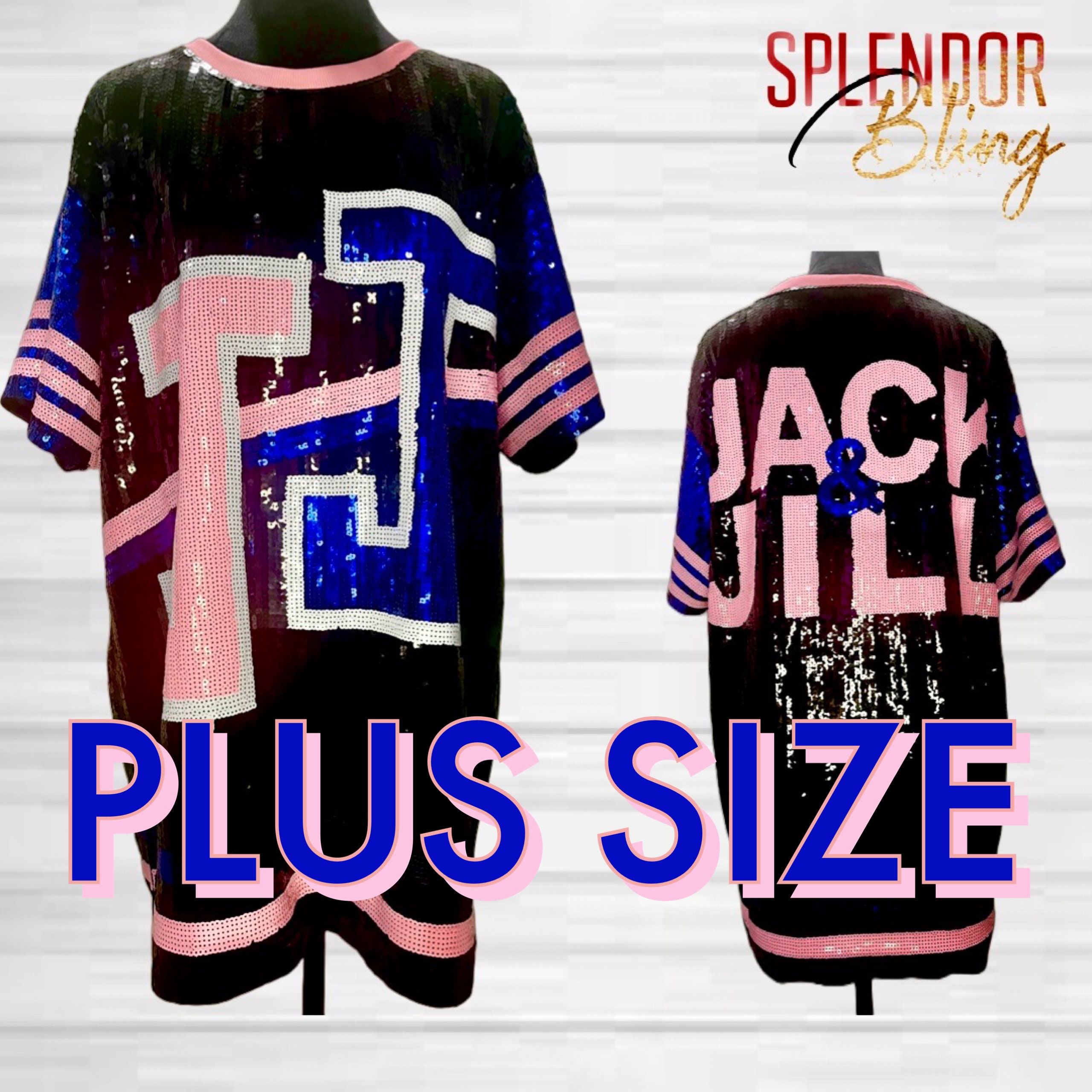 Plus Size Light Pink / Royal Sequin Jersey OSFM Size XL-3XL Jack