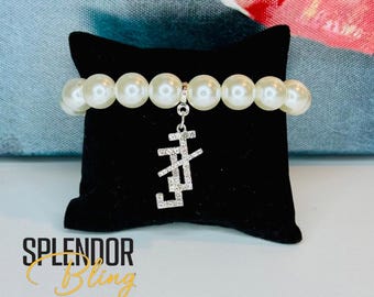 Protocol Perfect Pearl Bracelet with Rhinestone Interlocking JJ Charm - Jack and Jill of America