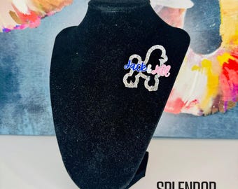 Jack and Jill of America Greek Inspired Poodle Rhinestone pin