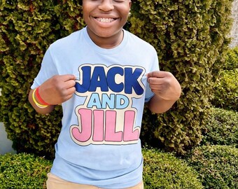 Adult Light Blue Graffiti Jack & Jill unisex t-shirt - Jack and Jill of America
