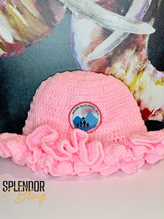 Stylish Pink Crochet Hat Pink Crochet Beanie Hat With Sparkle Flower - Etsy main image 3