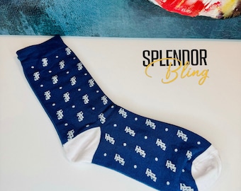 JJOA Blue and White Interlocking JJ Unisex/Men’s Socks