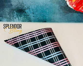 JJOA Black/Pink/Blue grid men’s pocket square - Jack and Jill of America