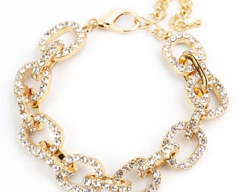 The LINKS White Rhinestone Chain Link  Bracelet