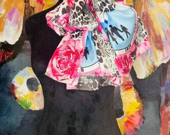JJOA SATIN Animal/Lace/Roses Scarf Jack and Jill of America