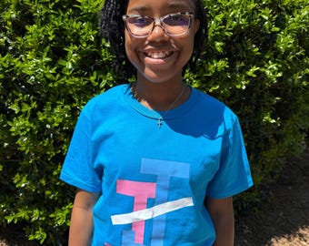 JJOA YOUTH Ocean Blue Unisex t-shirt with Interlocking JJ logo - Jack and Jill of America Block logo