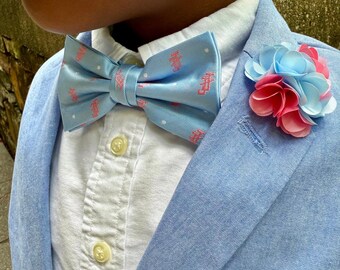 Jack and Jill of America Men’s Light Pink and Light Blue Flower Lapel Brooch