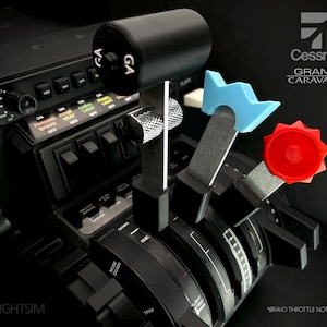 Cessna 208B Caravan Professional (3 Piece) Simulator Flight Controls  | Realistic Hardware | Aluminum Levers | Snug Fit | Honeycomb Bravo