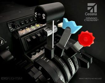 Cessna 208B Caravan Professional (3 Piece) Simulator Flight Controls  | Realistic Hardware | Aluminum Levers | Snug Fit | Honeycomb Bravo