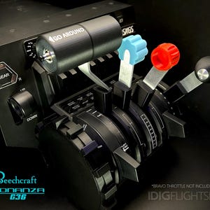 Beechcraft Bonanza G36 (5PC Set) | Realistic Aluminum Controls + Cowl Flap + Trim Wheel | For Honeycomb Bravo Throttle | Flight Simulator