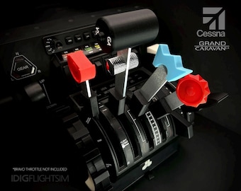 Cessna 208B Caravan Professional (5 Piece) Simulator Flight Controls  | Realistic Hardware | Aluminum Levers | Snug Fit | Honeycomb Bravo