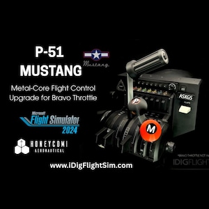 Actualización de control de vuelo con núcleo metálico para Mustang P-51, modelo Warbird de la Segunda Guerra Mundial, para acelerador Honeycomb Bravo (posiciones laterales izquierda o derecha disponibles)