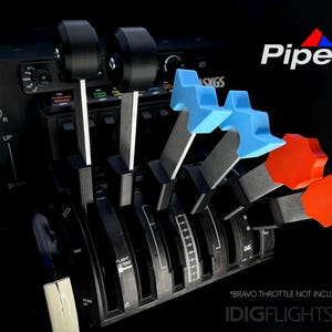Piper Style Twin Engine Aluminum Lever Upgrade for Honeycomb Bravo Throttle | Snug Fit | Flight Sim Only | Options Available