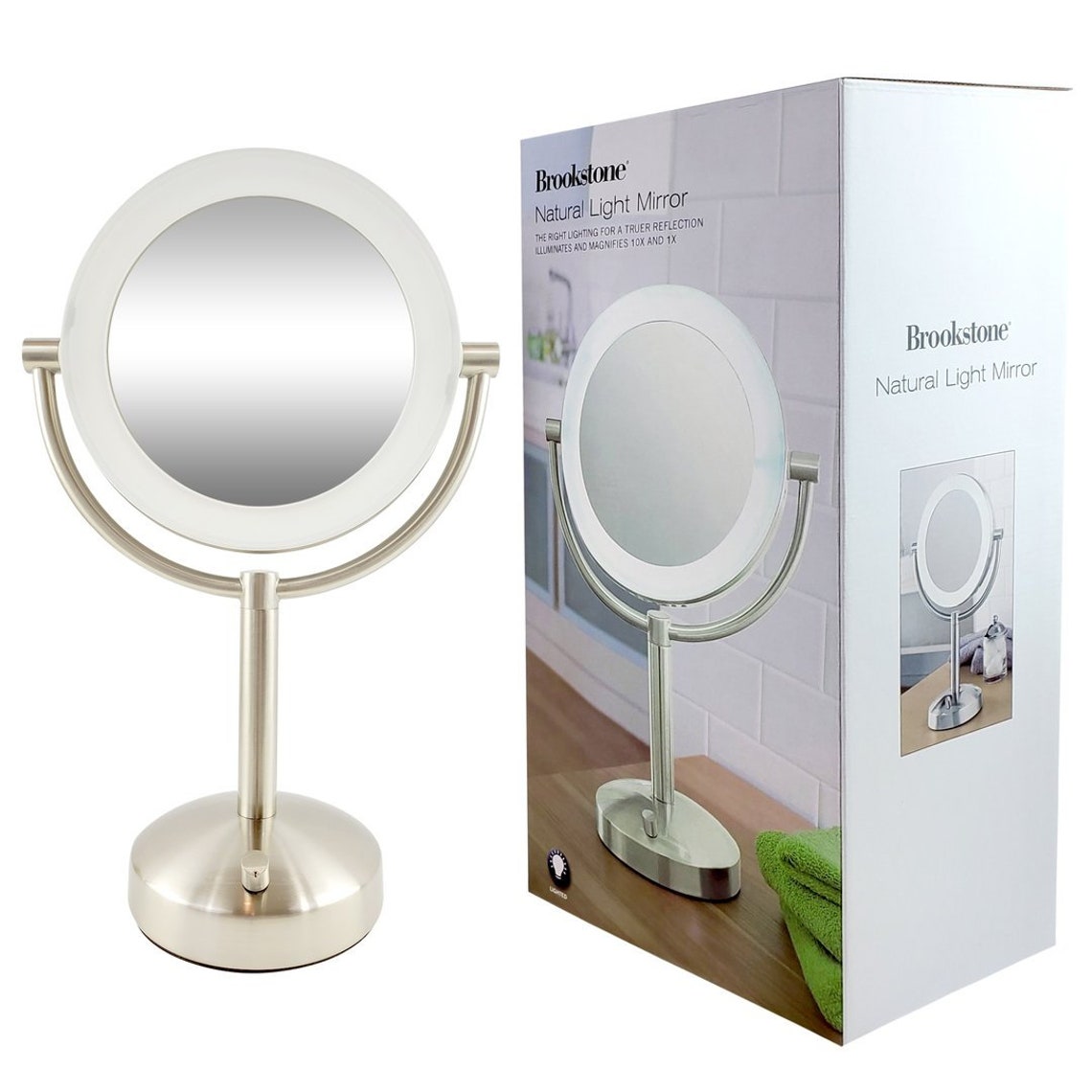 Brookstone Premium Tabletop Mirror Led Lighted Vanity Mirror Etsy