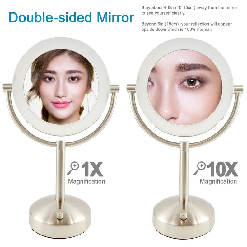 Brookstone Premium Tabletop Mirror Led Lighted Vanity Mirror Etsy