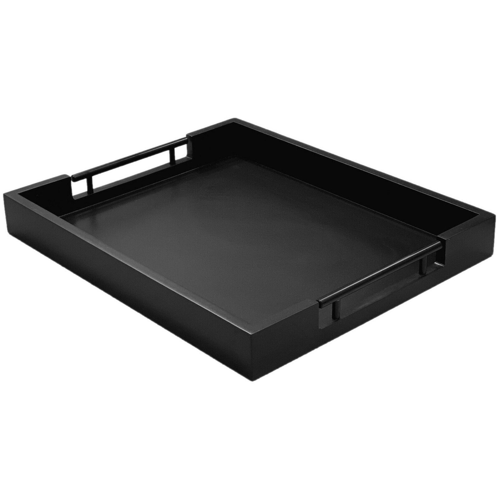 New Black Decorative Tray with Metal Handles and Silver Etsy