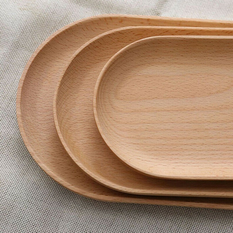 Hot Wooden Tray Dinner Plate Food Dessert Coffee Plates Storage Trays Solid Wood