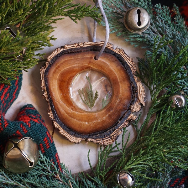 Wood and Resin Juniper Tree Ornament