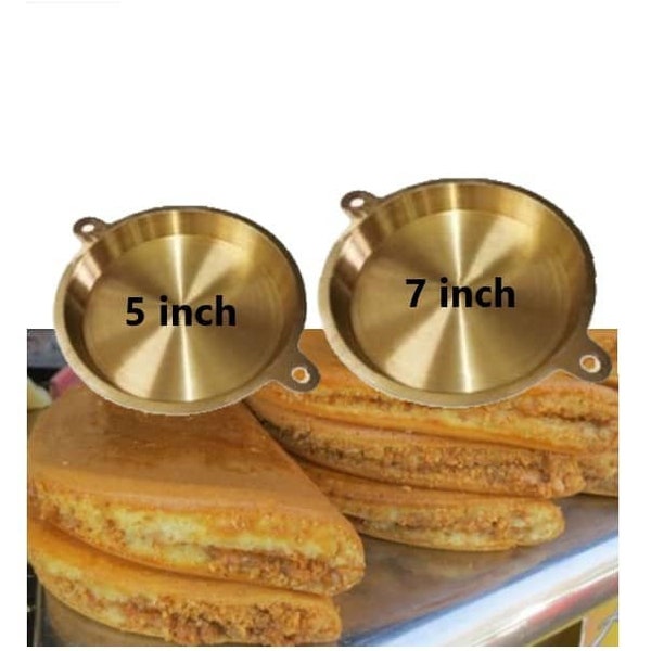 Asian Peanut Pancake Brass Copper Flat Round Pan Mold Ban Chien Kueh Apam Balik