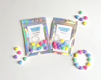 Rainbow Heart Bracelet Kit: Kids Birthday Party Favor