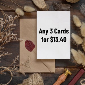 Quaisquer 3 cartas! Pacote de cartões de felicitações em massa, cartão de felicitações feito à mão, cartões para sua esposa, parceira, namorada, presente para casais, cartão de amor, engraçado