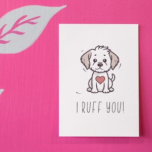 I Ruff you Dog card, Grappige kaart, Valentijnsdag, Hondenliefhebbers cadeau, Verjaardagskaart voor vriend, man, paren, vriendin, Hondencadeau