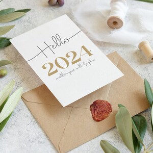 Tarjeta personalizada de Año Nuevo Hola 2024 para su novia, parejas, esposa, parejas, tarjeta de Año Nuevo, Año Nuevo personalizado 2024, Feliz Año Nuevo 2024