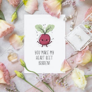 My Heart Beat gepersonaliseerde veganistische kaart, grappig gepersonaliseerd Valentijnscadeau, jubileumkaart voor vriend, koppels, vriendin, gepersonaliseerd cadeau