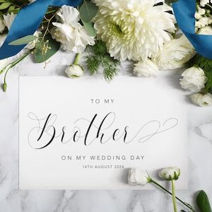 Tarjeta personalizada para mi hermano en el día de mi boda, tarjeta de agradecimiento, tarjeta para mi hermano, día de la boda, hermano, tarjeta de boda, regalo de boda