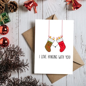 Cartão engraçado de Natal para seu marido, amigo, namorado, cartão "eu te amo", "eu amo ficar com você" Cartão para ele, presente de Natal