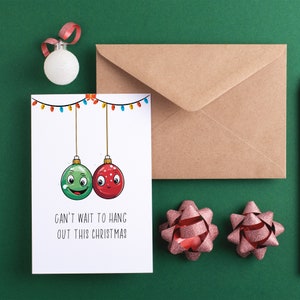 Tarjeta de Navidad divertida, humor navideño 'No puedo esperar para pasar el rato', perfecto para saludos de temporada festiva, regalo único para amigos, tarjeta punny