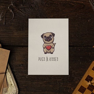 Möpse & Küsse Hundekarte, lustige Karte, Valentinstag, Hundeliebhaber Geschenk, Jubiläumskarte, Mops Hund, Ehemann, Paare, Freundin, Hundegeschenk