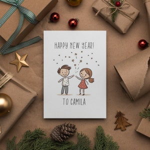 Carte personnalisée de couples de bonne année 2024 pour votre petite amie, couples, femme, carte de nouvel an, nouvel an personnalisé 2024, bonne année 2024