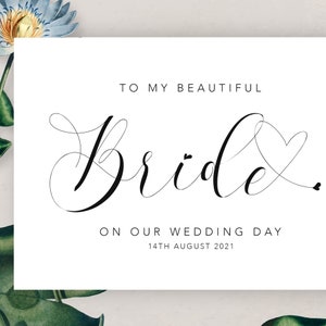 Carte de jour de mariage personnalisée pour future mariée le jour de votre mariage - Note pour la carte de femme