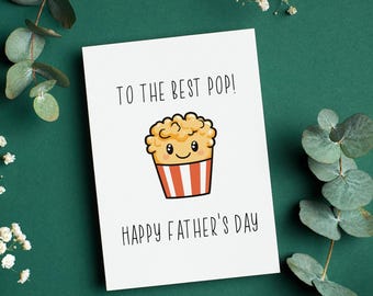 Linda tarjeta del Día del Padre. La mejor tarjeta de felicitación Pop. Tarjeta divertida del Día del Padre. Tarjeta de feliz Día del Padre para papá. Tarjeta de broma de papá con juego de palabras. Padre e hija.